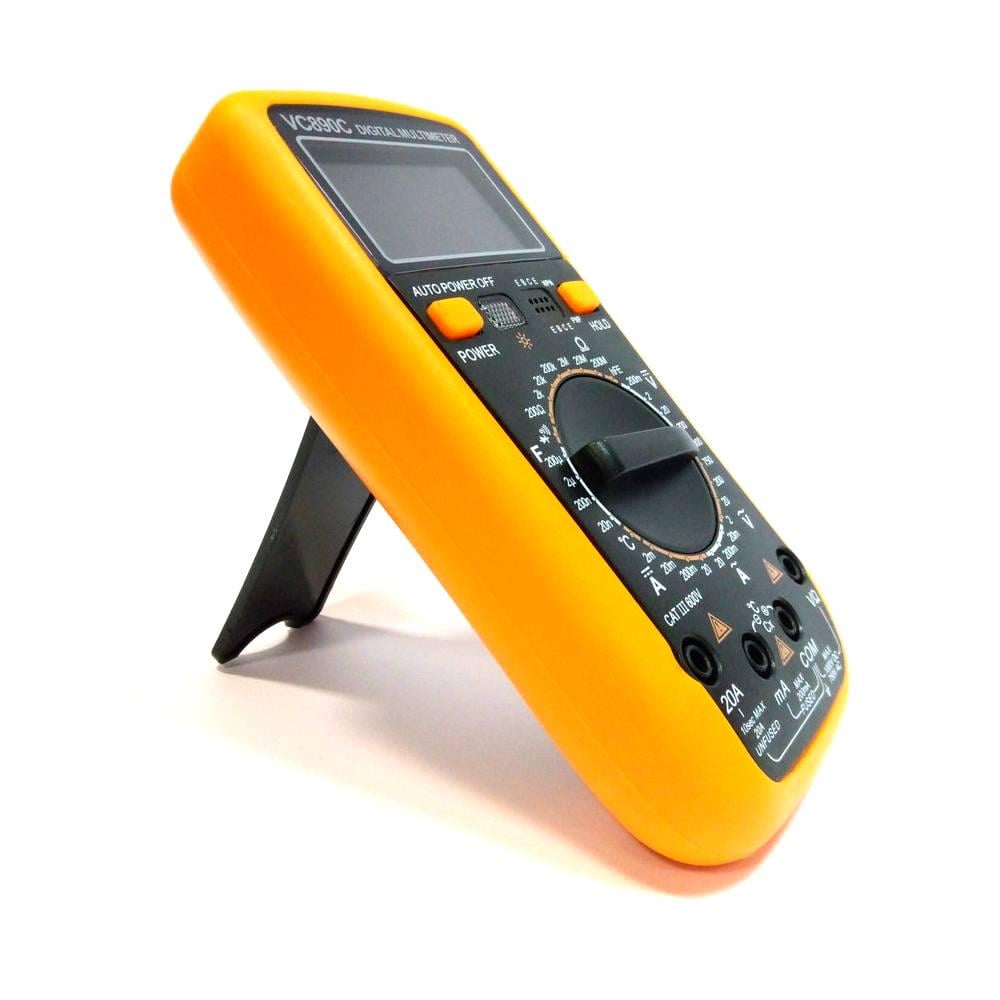 Мультиметр VC-890C вимірювання V AC/DC A AC/DC Ω C Hz °C функції Data Hold продзвонювання тест діодів/транзисторів (43150)