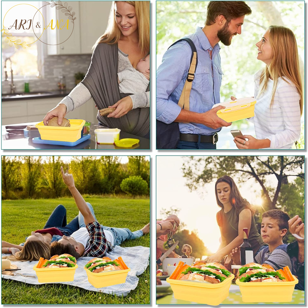 Набір контейнерів силіконових складних для зберігання їжі 4 шт. Жовтий (12508468) - фото 6 Набір контейнерів силіконових складних для зберігання їжі 4 шт. Жовтий (12508468) - фото 6