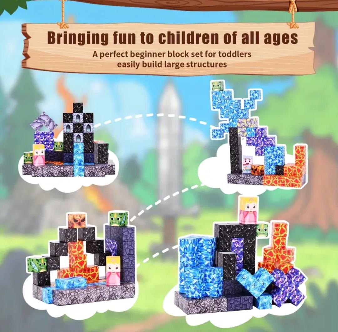 Конструктор магнитный Майнкрафт для детей замок 100 кубиков - фото 6 Конструктор магнитный Майнкрафт для детей замок 100 кубиков - фото 6