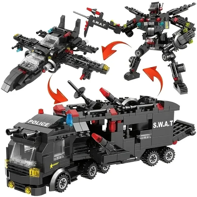 Конструктор поліцейська машина 585 деталі Чорний (222) - фото 5