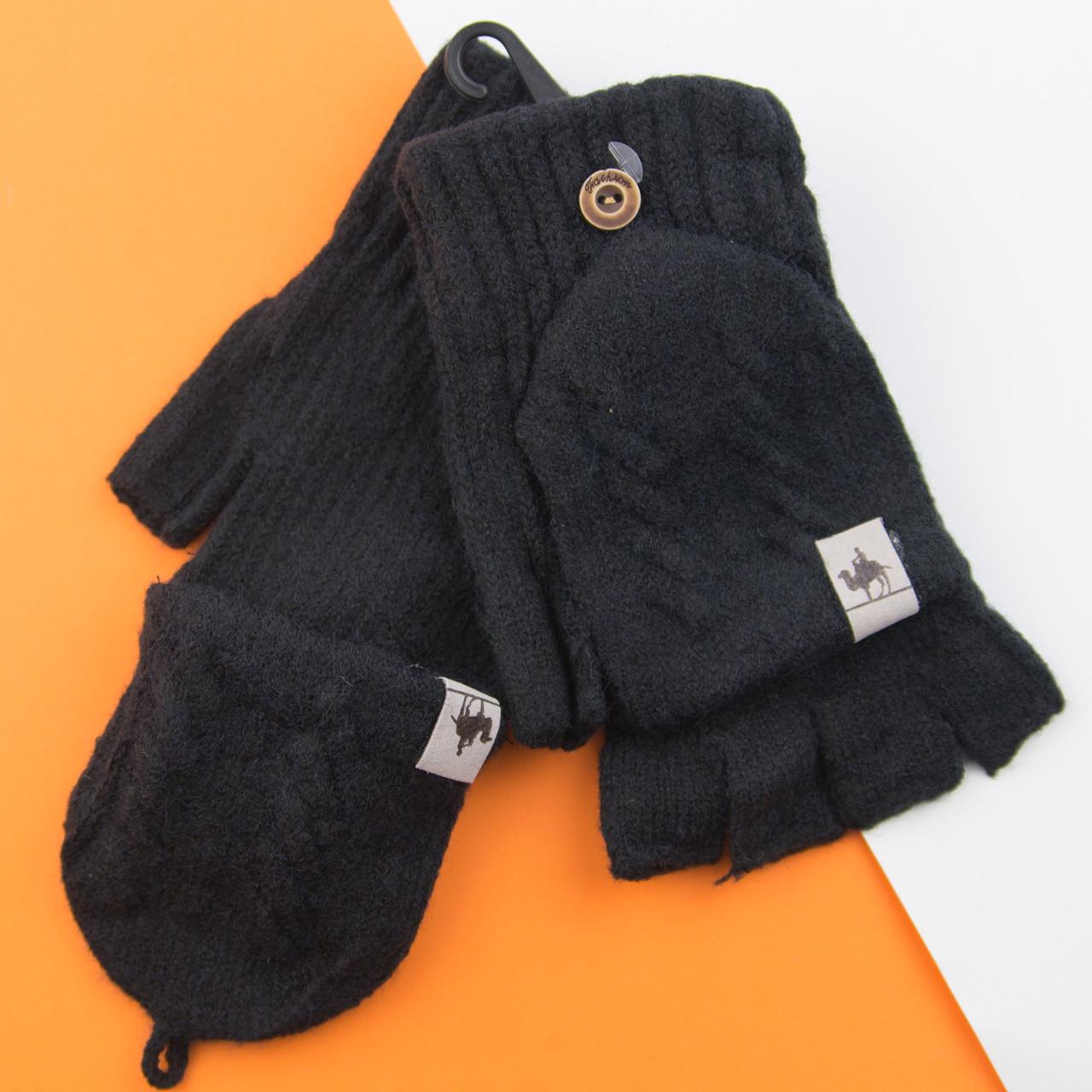 Перчатки подростковые митенки на 8 - 12 лет Черный (20-25-34) Перчатки подростковые митенки на 8 - 12 лет Черный (20-25-34)