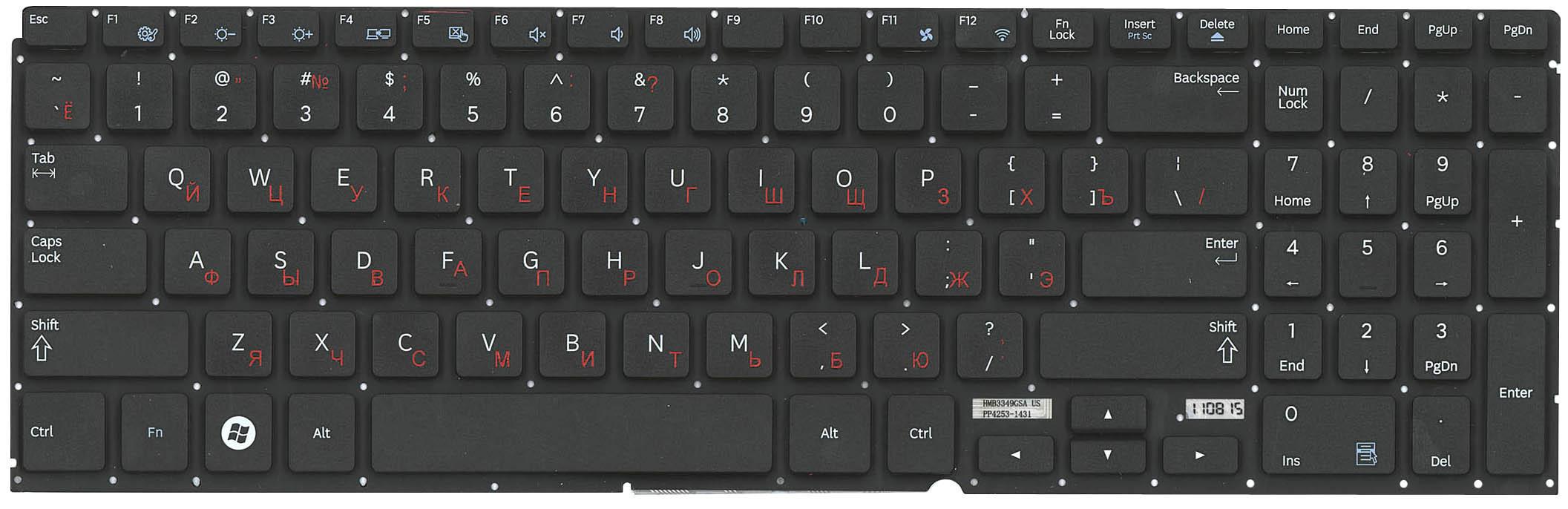 Клавиатура для ноутбука Samsung 700Z5A 700Z5B с подсветкой Light No Frame Black