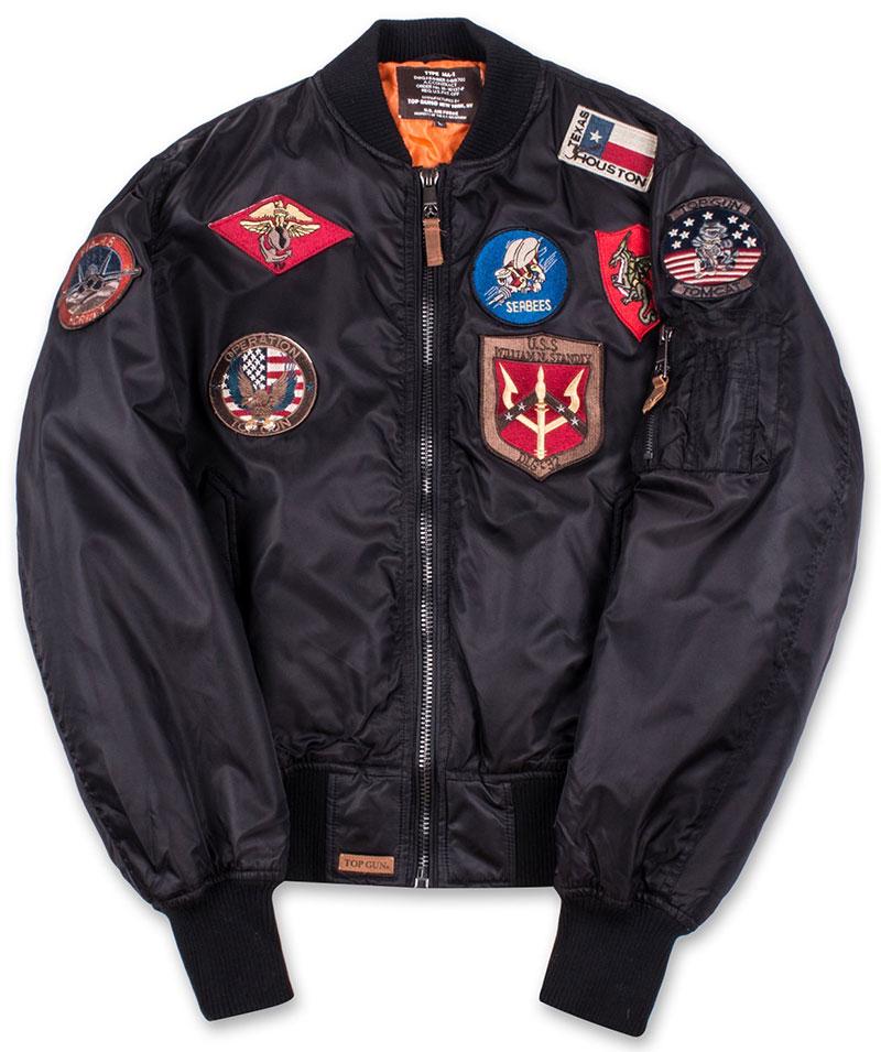 Бомбер Top Gun MA-1 Nylon Bomber Jacket with patches 5XL Black (TGJ1540PBL5XL) - фото 1