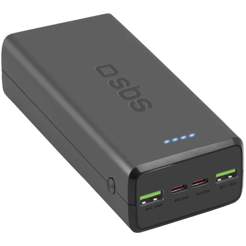 Повербанк SBS 30000 mAh 20W PD QC 2xUSB 2xType-C Black (TTBB30000PD20K)