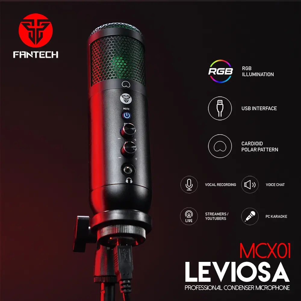 Конденсаторний мікрофон Fantech MCX01 Leviosa на підставці Чорний (1105224212) - фото 3 Конденсаторний мікрофон Fantech MCX01 Leviosa на підставці Чорний (1105224212) - фото 3