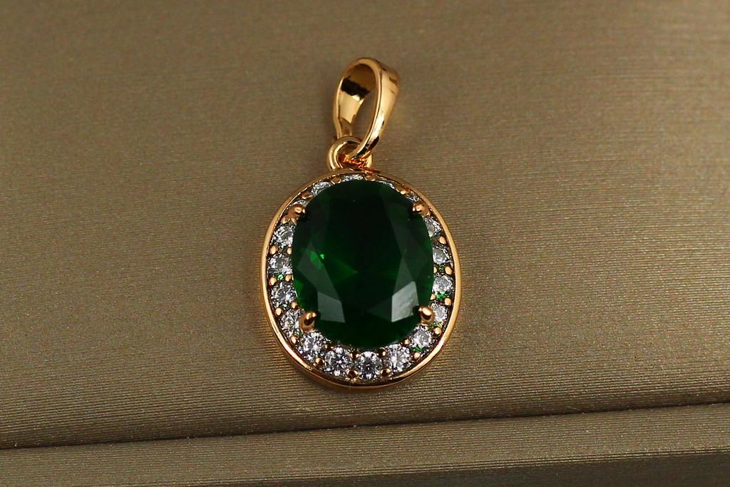 Кулон Xuping Jewelry Малинки зеленый камень 1,7 см Золотистый