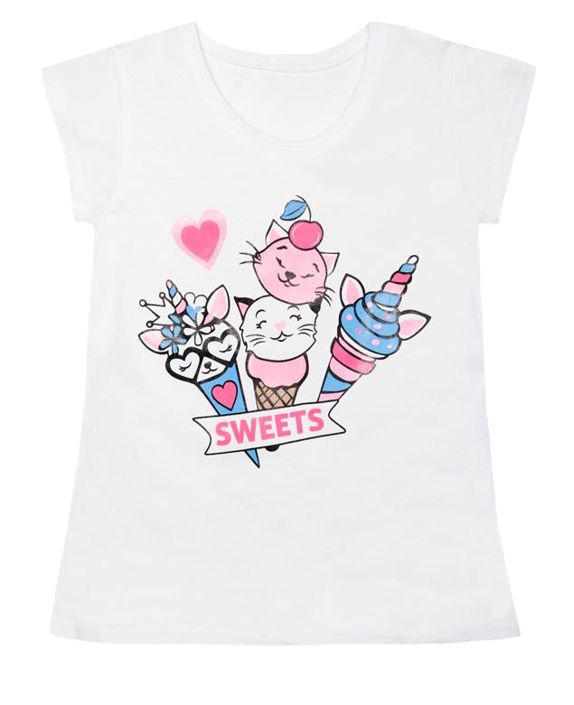 Футболка дитяча бавовняна для дівчинки Gabbi FT-22-13/1 Girls 122 см Білий (13147)