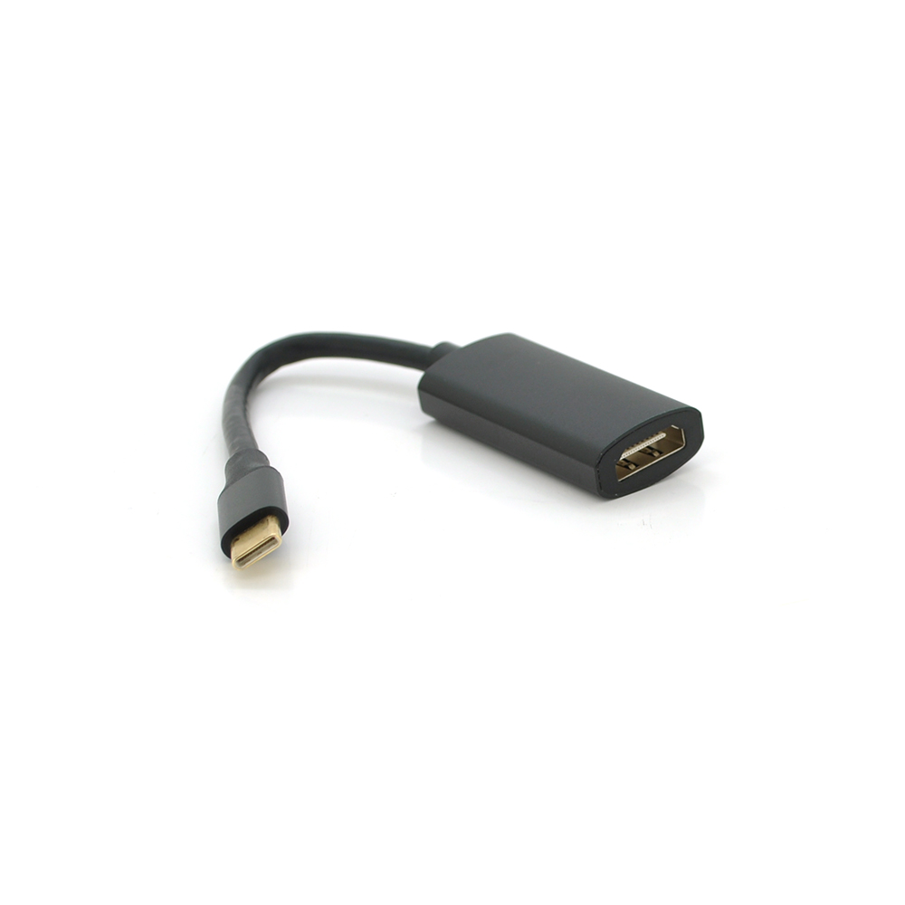 Конвертер Type-C на HDMI круглий для монітора 15 см Чорно-сірий (YUT_V7888)