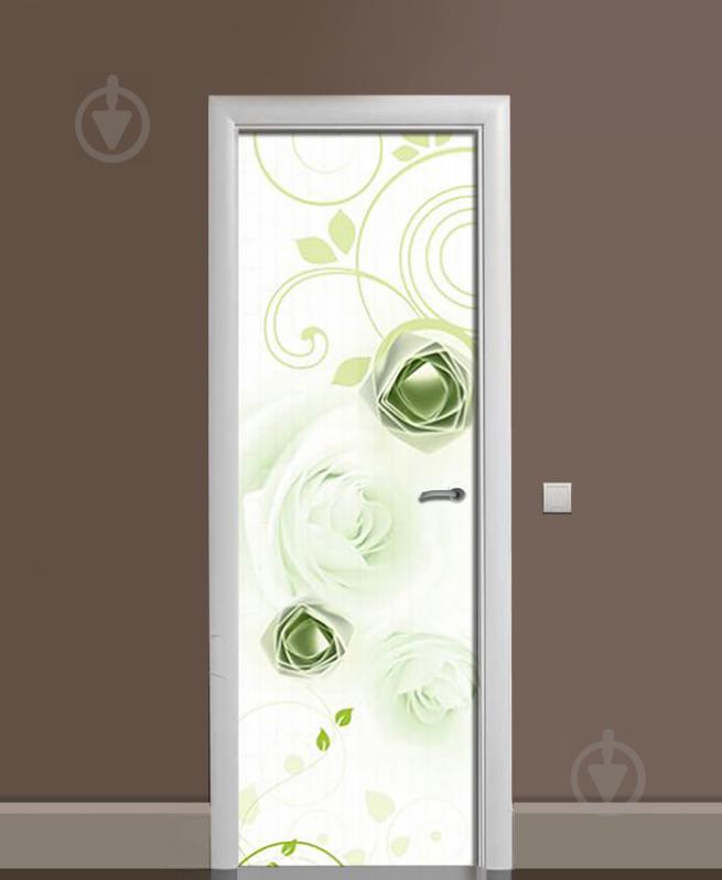 Наклейка на дверь Zatarga «Изумрудное оригами» 650х2000 мм виниловая 3Д наклейка декор самоклеящаяся