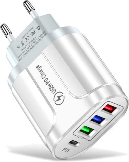 Зарядное устройство сетевое Xiamen 3 USB Type-C Super Charge/Quick Charge 3.0 5 V/2,4 A White (PМ050558) Зарядное устройство сетевое Xiamen 3 USB Type-C Super Charge/Quick Charge 3.0 5 V/2,4 A White (PМ050558)