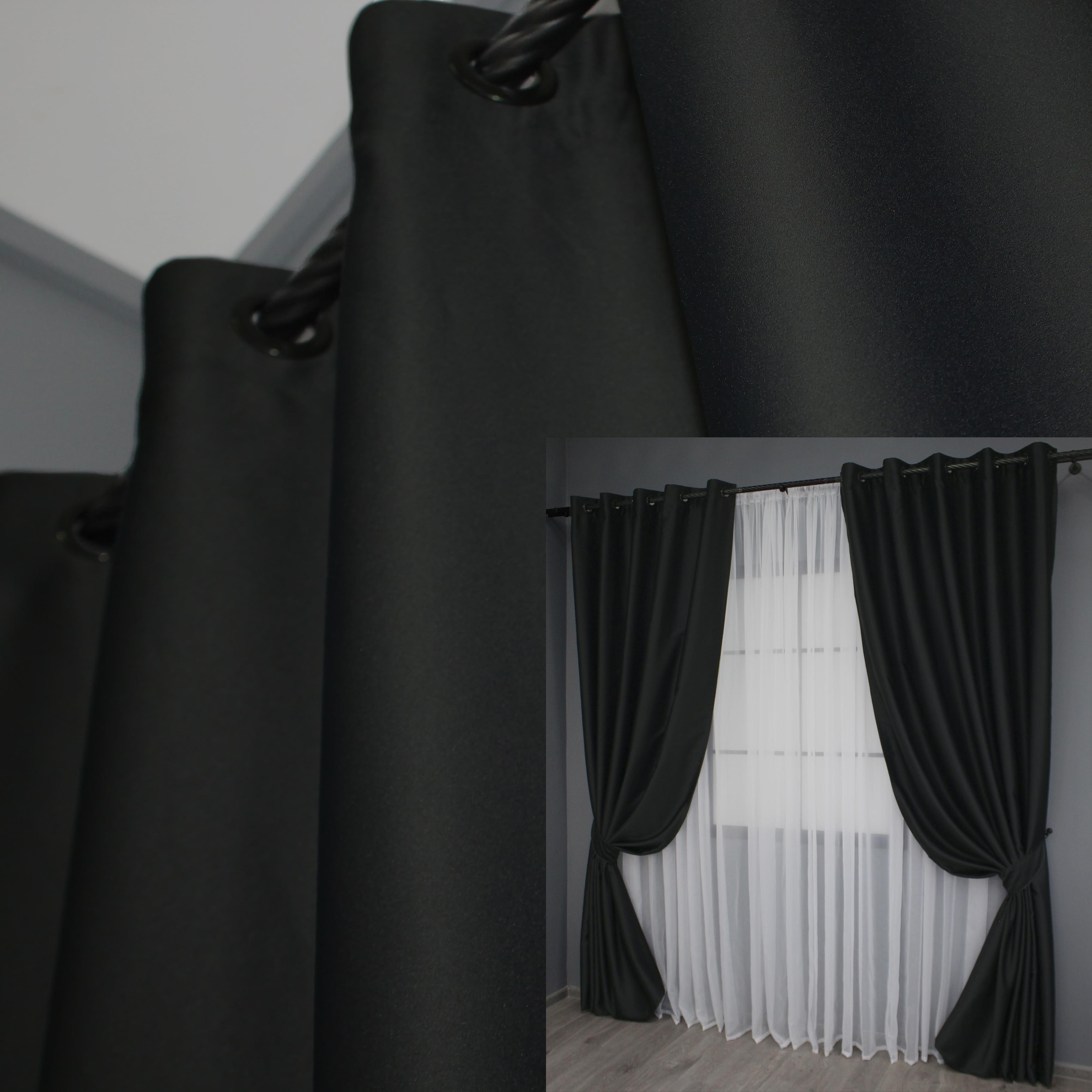 Комплект штор на люверсах VR-Textil Midnight №1165ш 150х270 см 2 шт. Чорний (37-0117) - фото 4