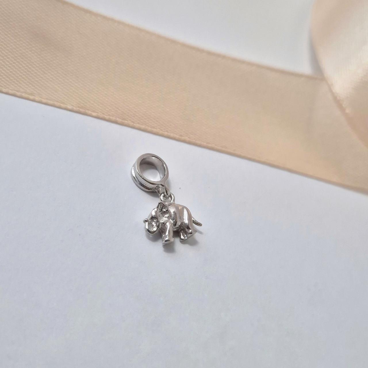Браслет серебряный шарм с подвеской Слон серебро 925 пробы родированное 1,75 г (3111р)
