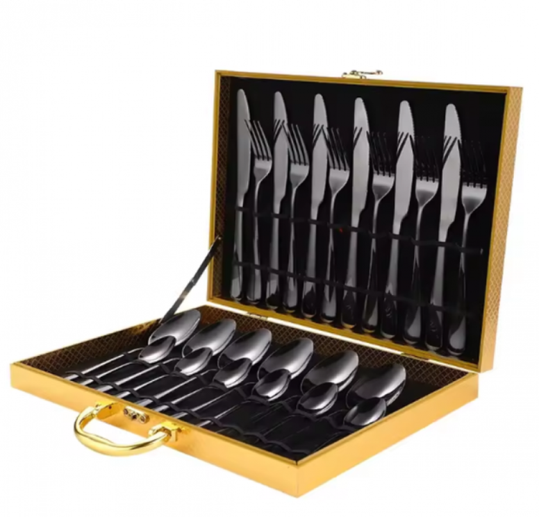 Набор столовых приборов Moltis Elegant 24 шт. Хамелеон Черный (29909544)