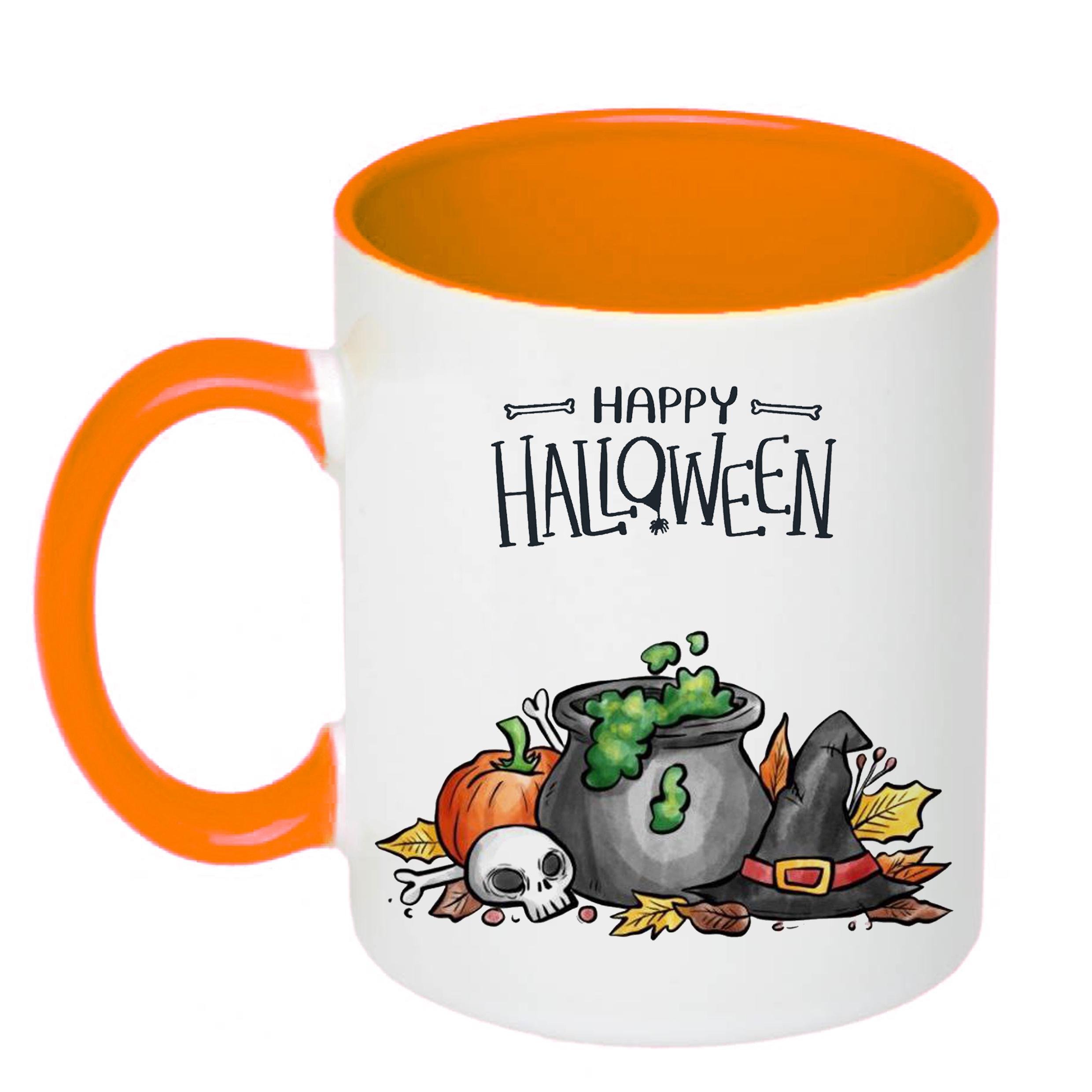 Чашка с печатью Happy Helloween №3 330 мл Оранжевый (21000) - фото 1