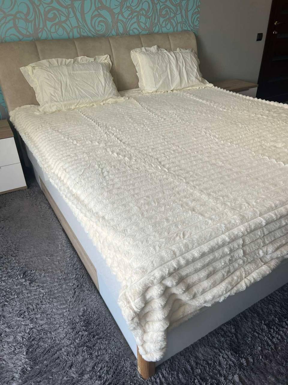 Плед-покрывало шиншилла евро 200х230 см Молочный (П4К-mur-shin-sharp-006)