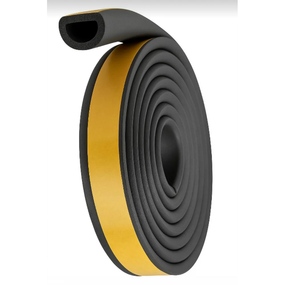 Ущільнювач самоклеючий D профіль 9x7,5 см каучуковий для вікон та дверей одинарний 1 м Чорний (UD1099) - фото 1