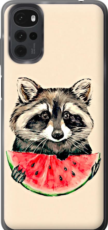 Чехол на Motorola G22 Енотик с арбузом (4605u-2681-42517)