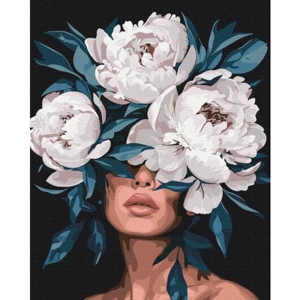 Картина по номерам"Тайна белых пионов BrushMe BS54008 холст на подрамнике 40х50 см (2245385352)
