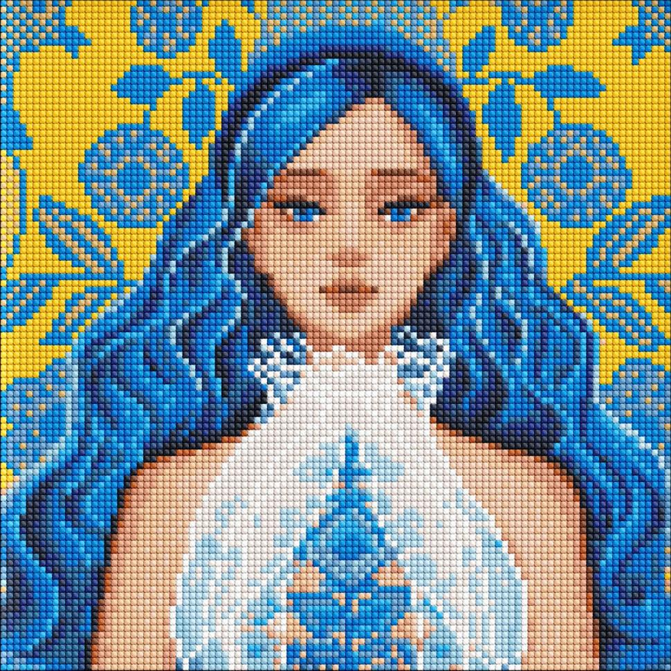 Алмазная мозаика Идейка Утонченная украиночкас АВ стразами 30х30 см (AMC7684)