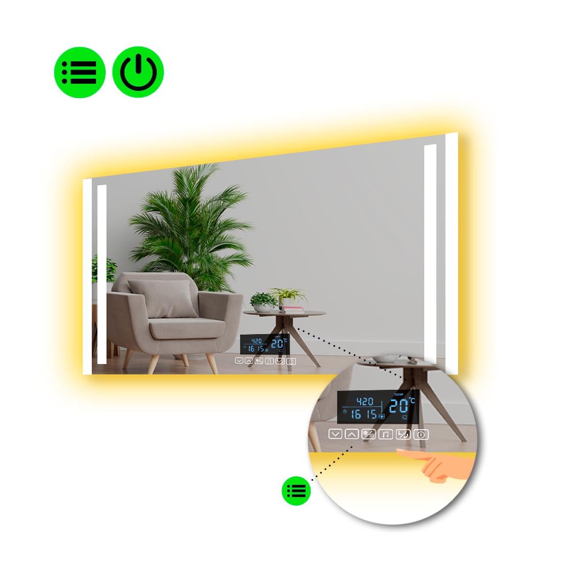 Зеркало с LED подсветкой Mirta с Smart-блоком 120x80 см (8995412)