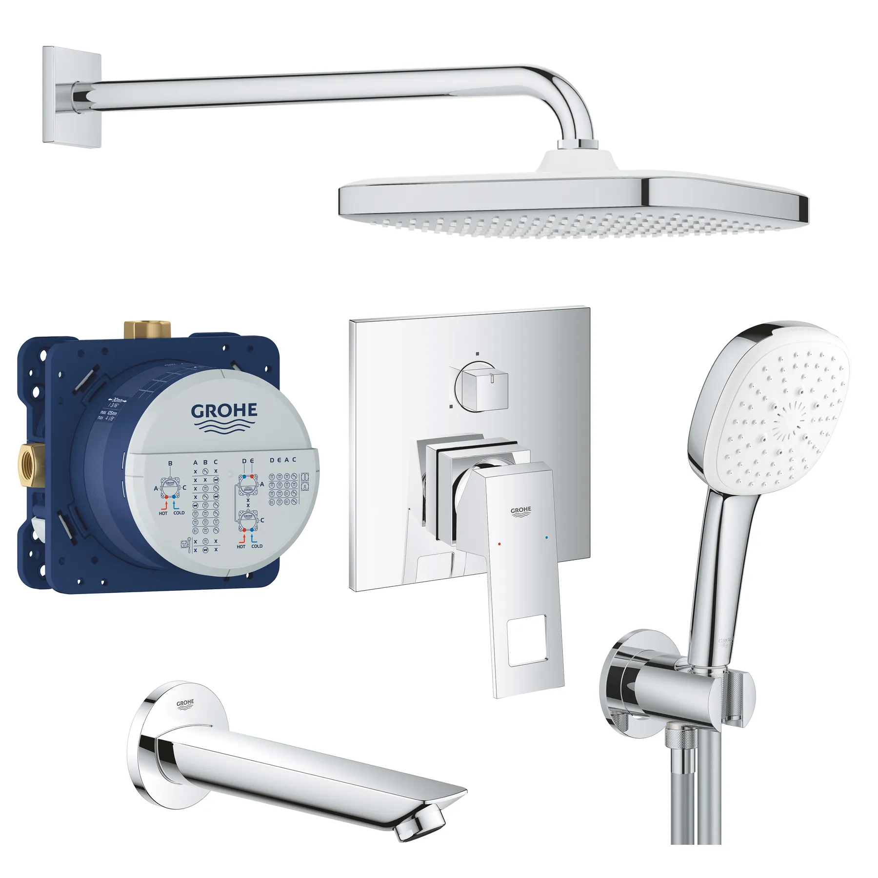 Душова система Grohe Eurocube Tempesta 250 Cube для ванної (UA26417SC0)