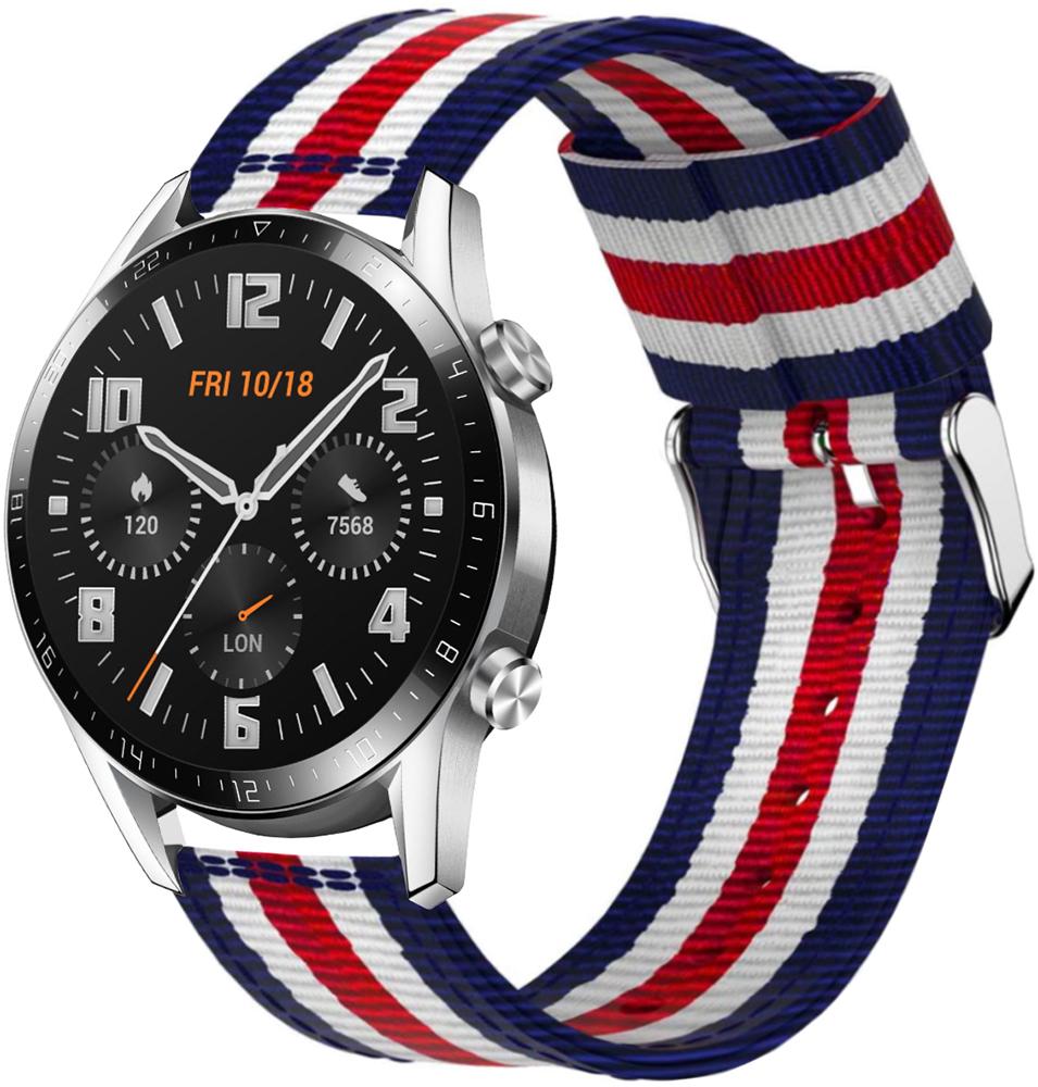 Ремешок тканевый Canvas для Huawei Watch GT 2 46 мм Blue/White/Red (19663)