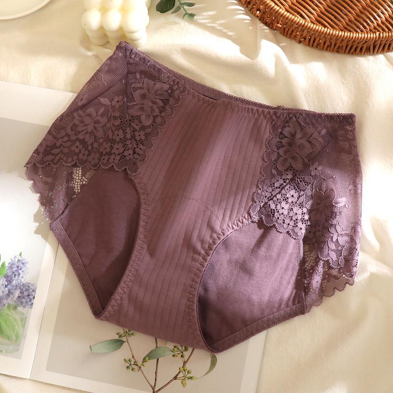 Трусики непромокаемые менструальные в рубчик с кружевными вставками L Фиолетовый