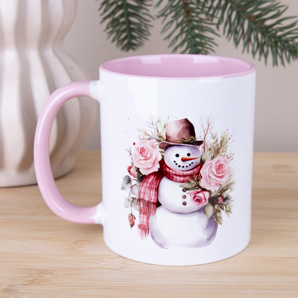 Чашка керамическая Снеговик с розами (2240-15)