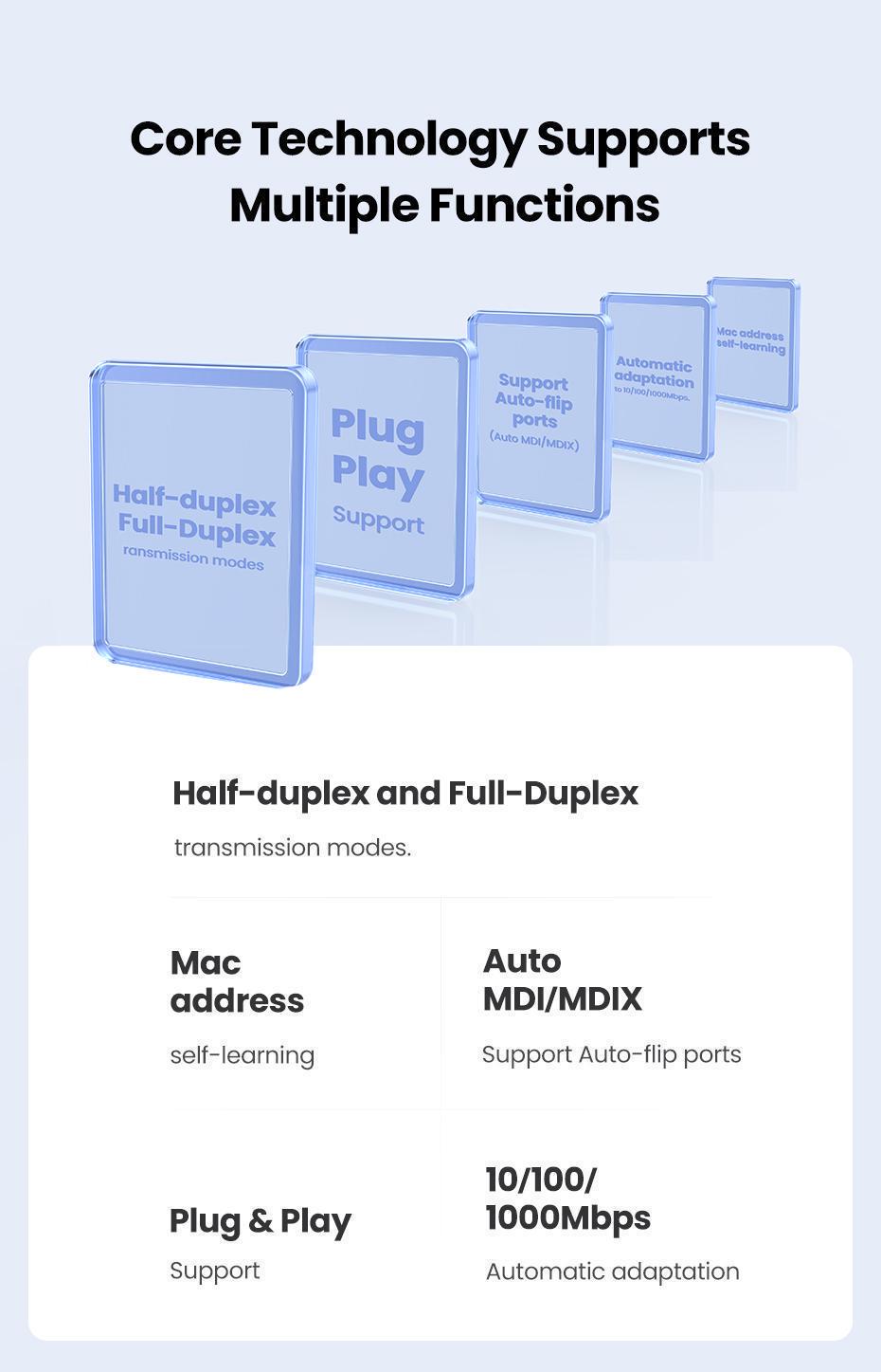 Комутатор мережевий Ugreen 5 портів 10/100/1000 мбіт/с Чорний (35492EU) - фото 7