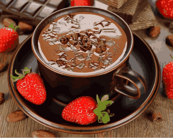 Картина по номерам Mariposa Горячий шоколад и клубника Q2190 40х50 см в коробке