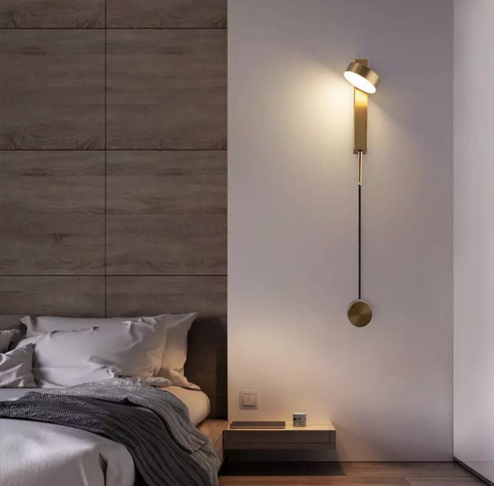 Светильник Line.F WJ 015 AB с димерным выключателем в латунном корпусе настенный (353_504)