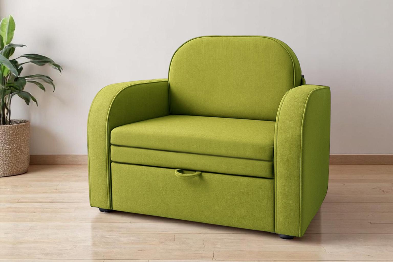 Диван-кресло мягкий раскладной Tobi Sho Дрим рогожка Bahama 1140х850х830 мм 17/Салатовый