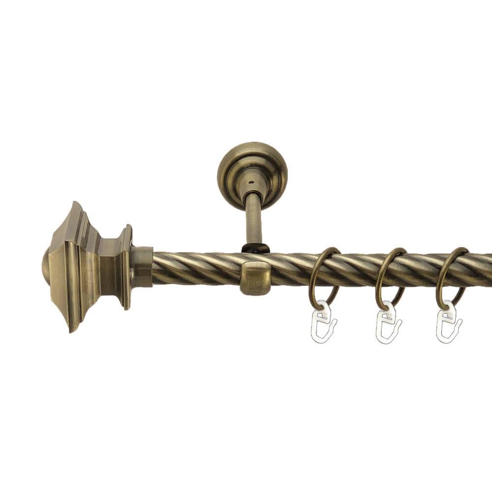 Карниз Orvit Борджеза металевий однорядний відкритий скручена труба кільце металеве 19 мм 200 см Антик (00-00017126)