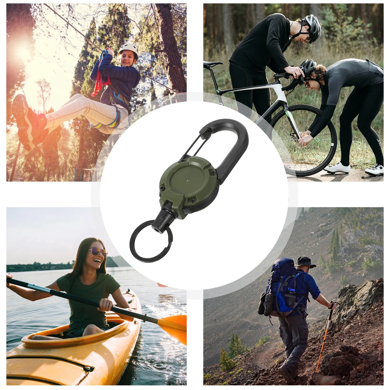 Карабин выдвижной с тросом 60 см Зеленый (2448385845) - фото 3