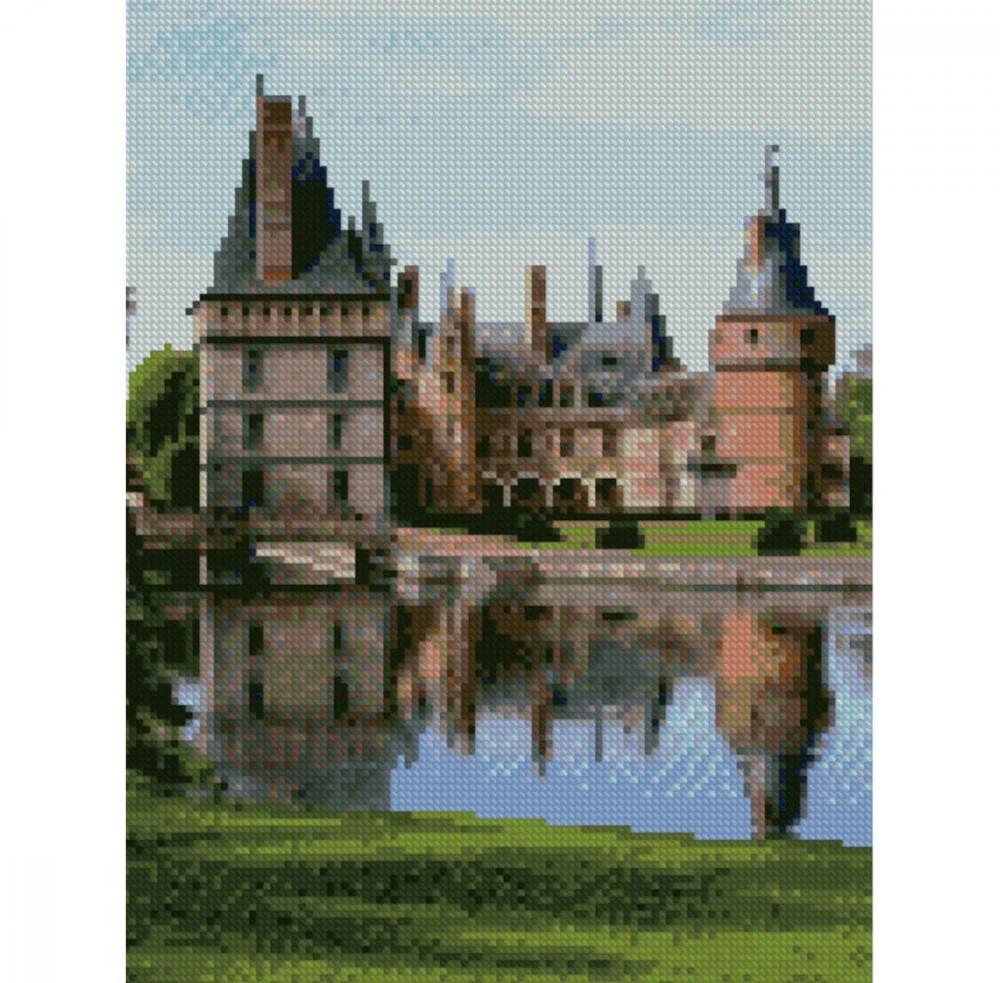 Алмазная мозаика Strateg Замок на воде 30х40 см (HX054)