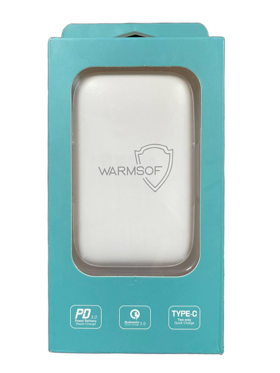 Повербанк Warmsof 10000 mAh 2xUSB 1хType-C Power Delivery 3,0 Quick Charge 3,0 Білий - фото 3