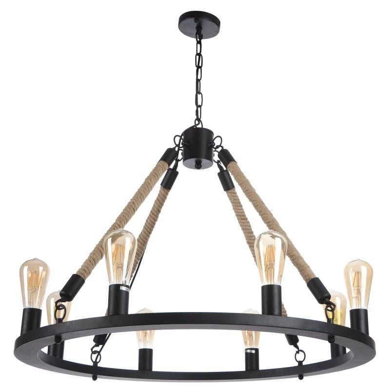 Люстра лофт подвесная свеча с канатом Brille BL-335S/8 E27 BK