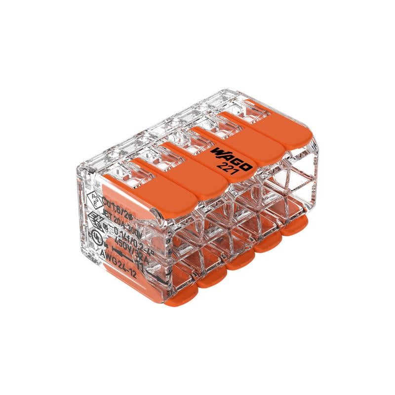 Клемма Wago 0,2-4 мм2 32А 1-9 соединительная одинарная 18,3x29,8x15,8 мм Оранжевый (221-420)