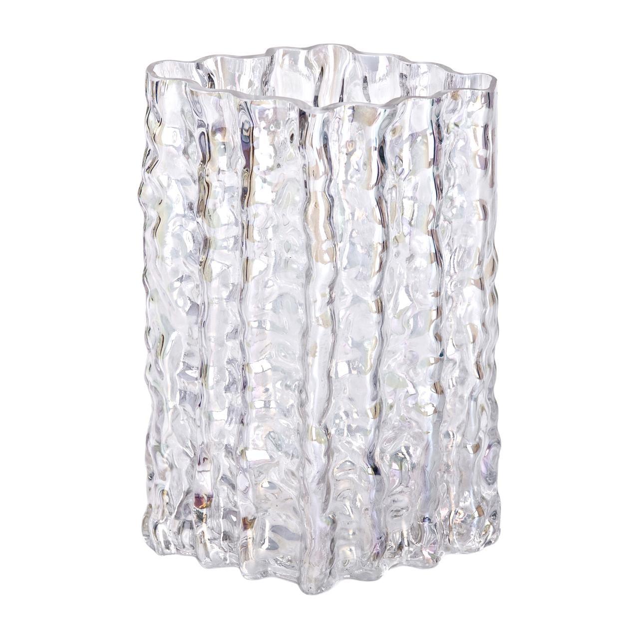 Ваза декоративная прямоугольная стеклянная для цветов 20,5 см