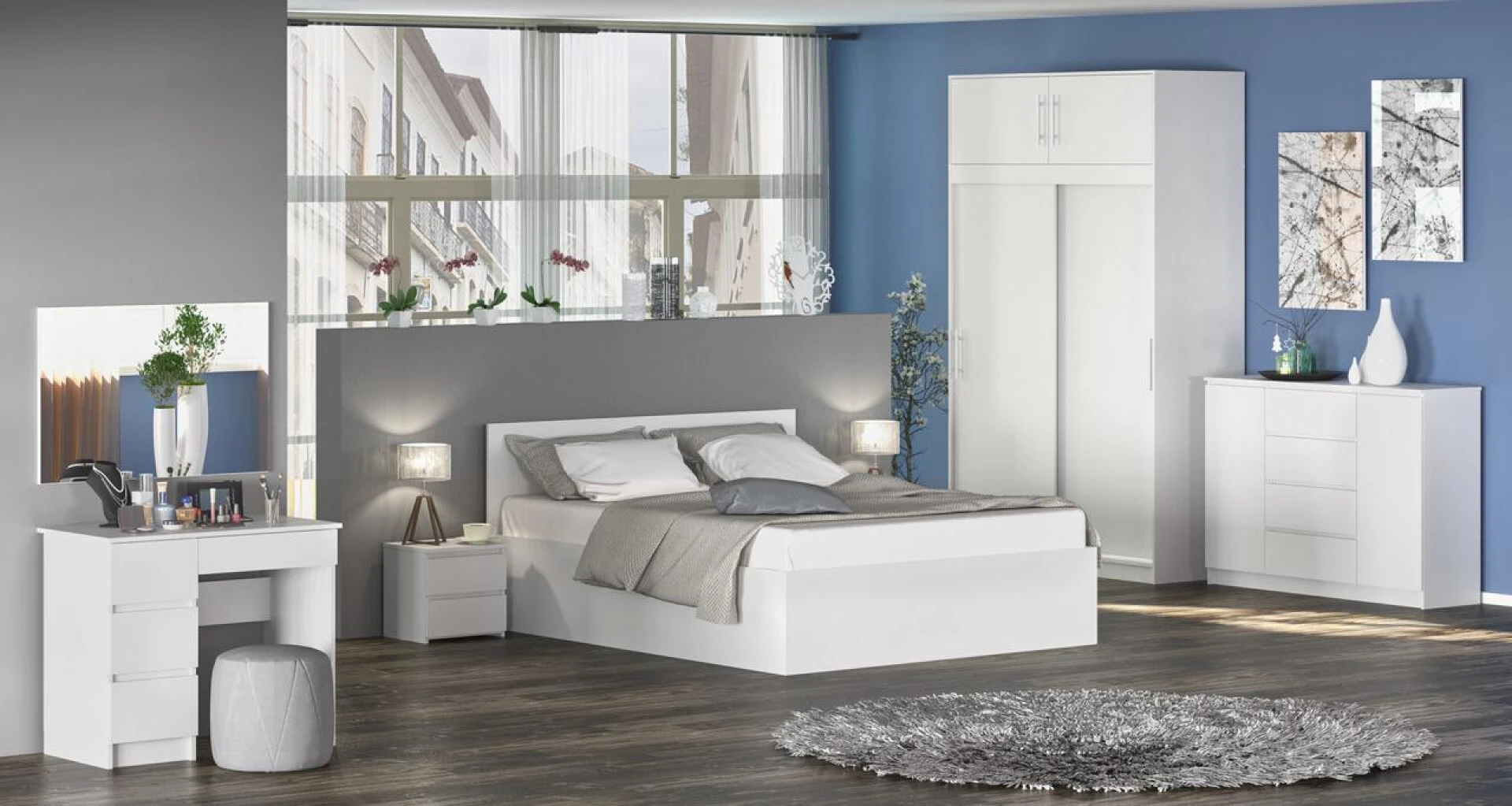 Шафа для речей кутова Mebel Service Бруклін 100х100х179,6 см Білий (28351792) - фото 3 Шафа для речей кутова Mebel Service Бруклін 100х100х179,6 см Білий (28351792) - фото 3