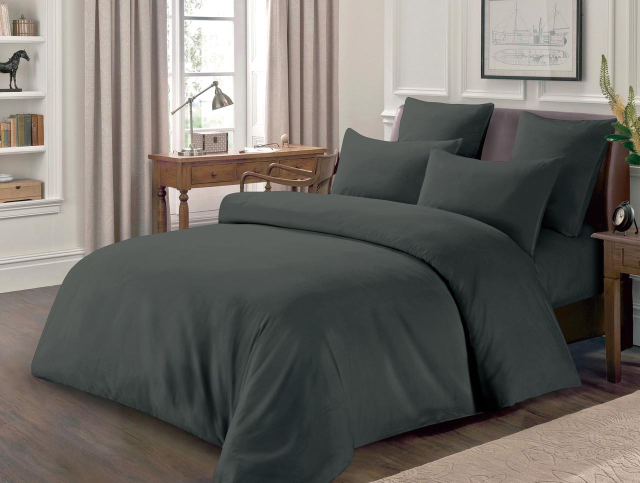 Комплект постельного белья Love You полисатин полуторный 150x220 см Серый (55010)