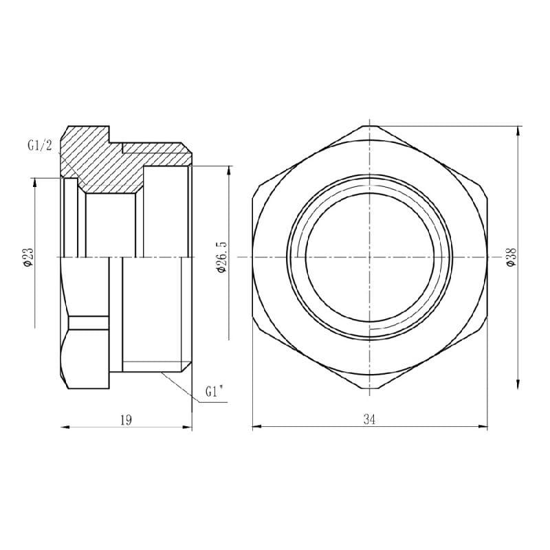 Футорка SD Forte SF3742515 1"х1/2" ЗВ (FRRS00002747) - фото 2