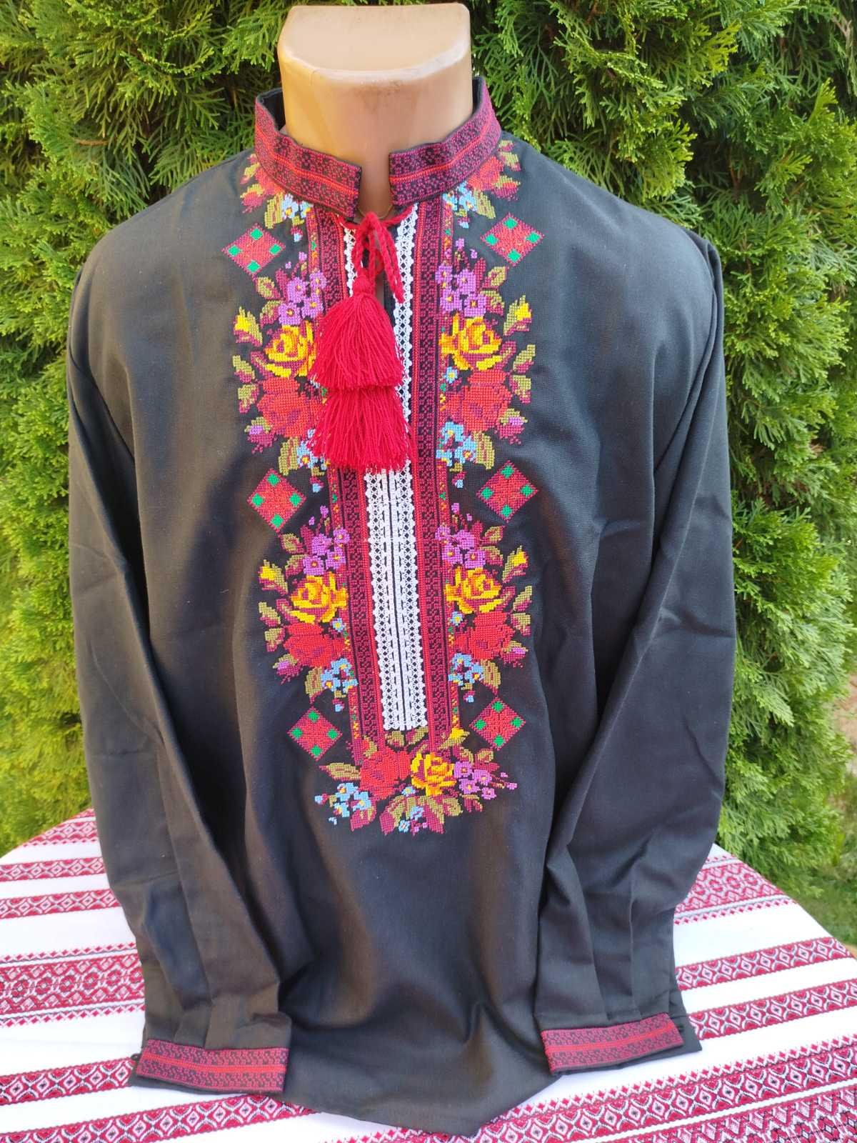 Вишиванка чоловіча Букет р. 48 Чорний (29377957)