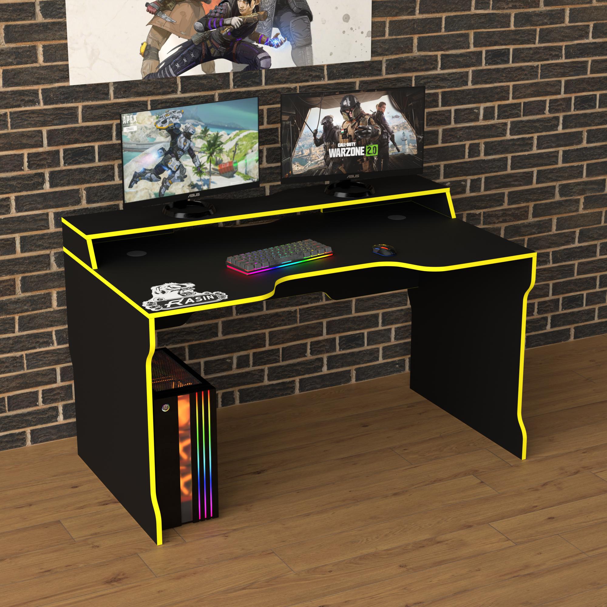 Стол геймерський ергономічний із надбудовою Zeus Rasin RS-22 із ЛДСП Чорно-жовтий (RS-23)