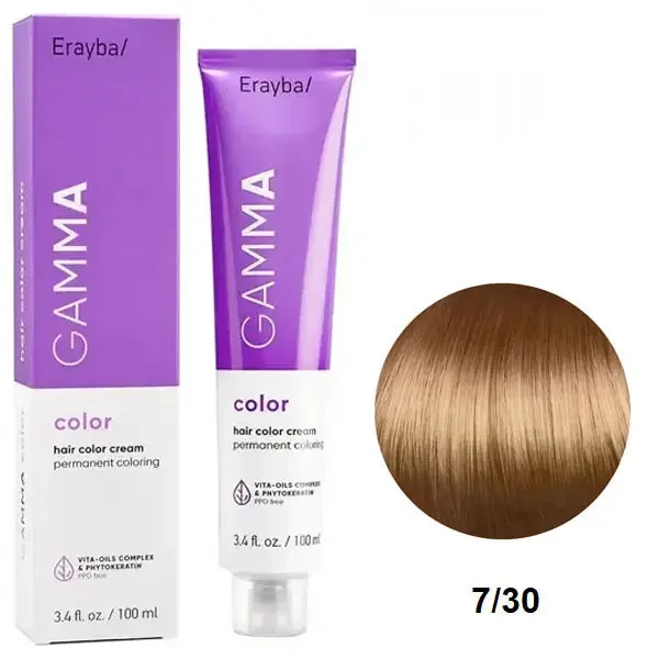 Краска для волос перманентная Erayba Gamma Color Cream 7/30 Золотистый блонд 100 мл