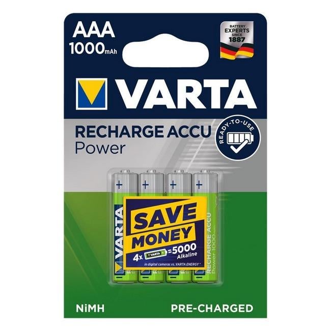 Батарейки акумуляторні Varta ACCU AAA 1000 mAh BLI 4 шт. (iz14872) - фото 2 Батарейки акумуляторні Varta ACCU AAA 1000 mAh BLI 4 шт. (iz14872) - фото 2