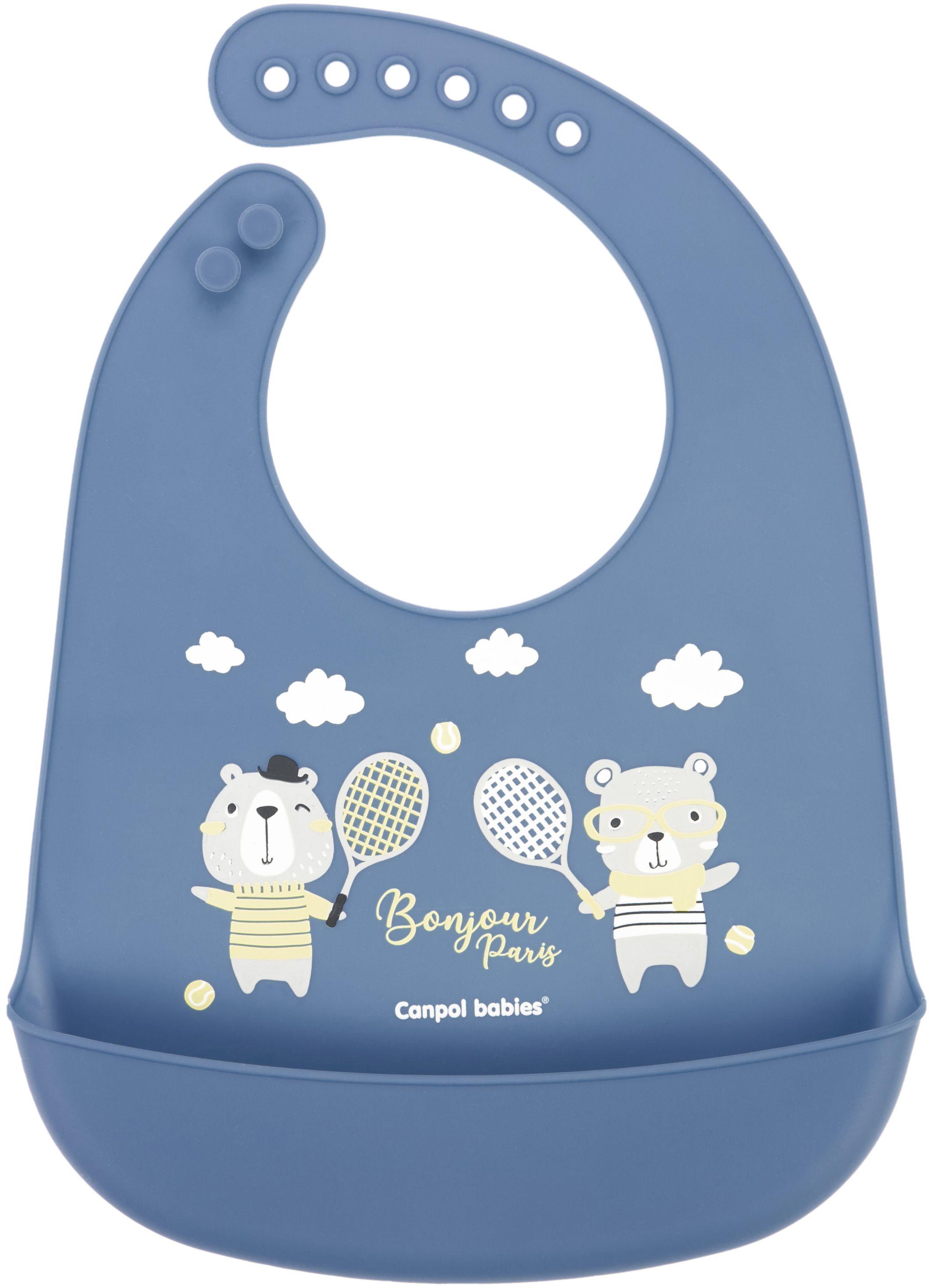 Слинявчик дитячий силіконовий Canpol Babies 74/027 Bonjour Paris з кишенькою Blue (13635)