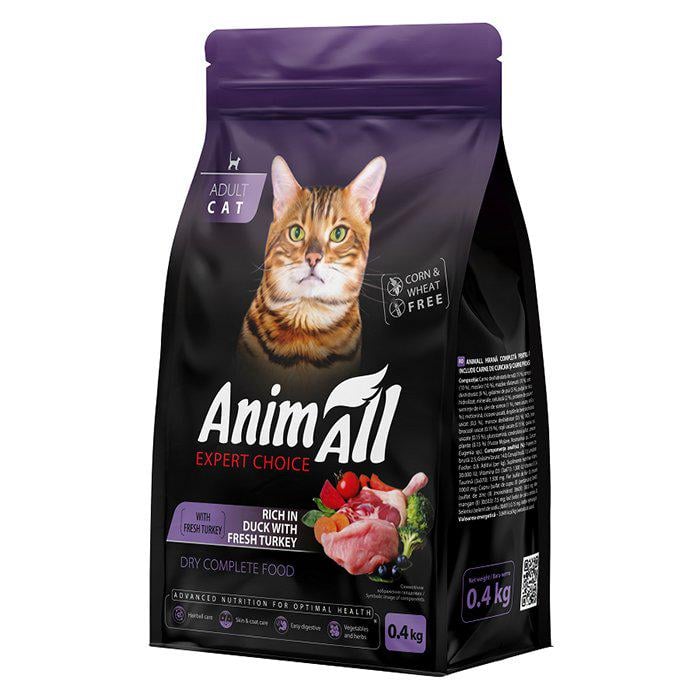 Корм сухий для котів повнораціонний Animall зі свіжою індичкою та качкою 12 кг (178597)