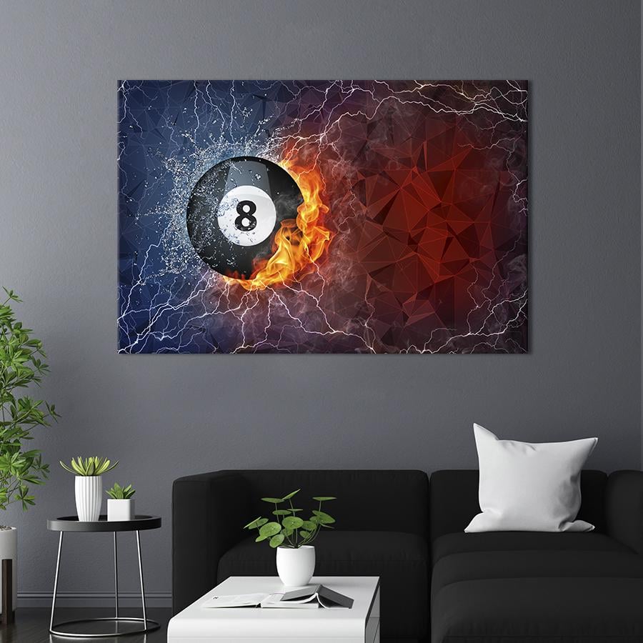 Настенный декор картина на холсте для интерьера Шар для бильярда 51x34 см (481-1)