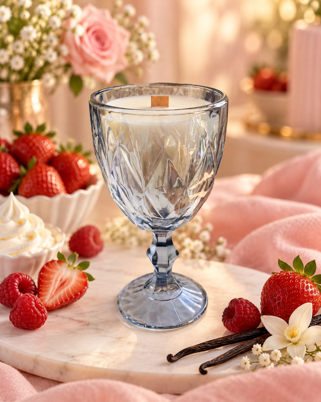 Свеча ароматическая Franterro Goblet Strawberries&Cream 250 г (FRN-1091)